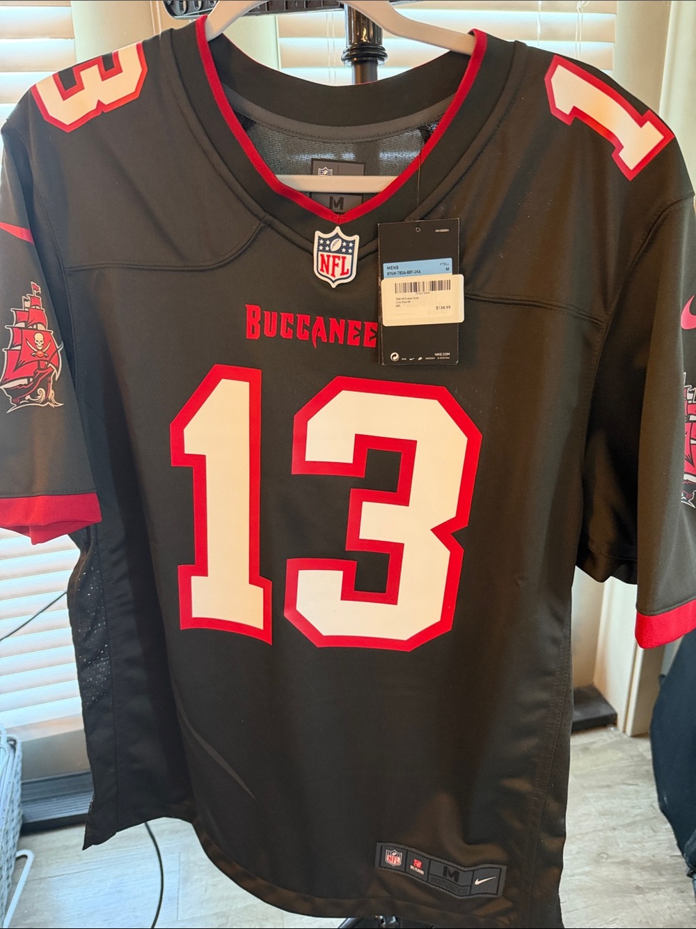 Nike onfield Pewter and Red Buccaneers #13 Football Jersey